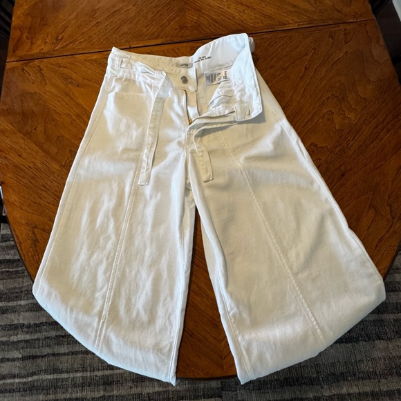 Kensie Crisp Wide Leg White Denim Pants - Picture 2 of 3